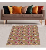 Patchwork Kilim Desenli Dijital Baskı Yıkanabilir Kaymaz Taban Etnik Salon Halısı ve Yolluk (Çok Renkli)