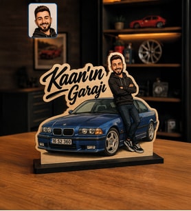 Kişiye Özel Seçtiğiniz Araba Karikatür Ahşap Biblo