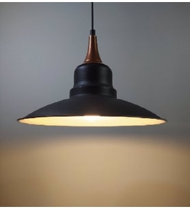 RİOLİGHT RETRO BAKIR ASKILI TEKLİ METAL SARKIT AVİZE ŞAPKA ÇAPI: 30CM (Siyah)
