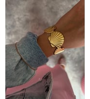 gold deniz kabuğu desenli çelik bileklik