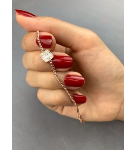 Baget Taşlı Rose Kaplama Gümüş Kadın Bileklik