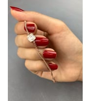 Baget Taşlı Rose Kaplama Gümüş Kadın Bileklik
