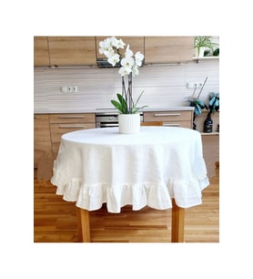 %100 pamuk ham keten yuvarlak masa örtüsü (140cm )capinda