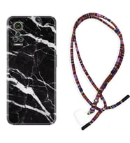 General Mobile GM 21 Pro GM 22 Pro Plus Kılıf Boyun Asklı Rasta Silikon Siyah Şerit Mermer 1318