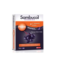 Sambucol Plus Kara Mürver Özütü + C Vitamini &amp; Çinko 15 Kapsül (Mor)