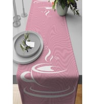 Pembe Fincanlı Mutfak Premium Masa Örtüsü Runner RNR283