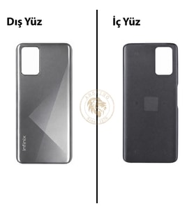 Infinix Note 8 Gümüş Uyumlu Arka Kapak Arka Cam Batarya Pil Kapağı Lazer Kesim Back Cover
