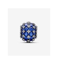 Işıltılı Pavé Yuvarlak Mavi Charm (Gümüş)