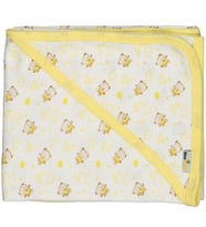 MİLAYS Bebek Tek Kat Kapşonlu Penye Battaniye Kundak 80x90 Cm (Sarı)