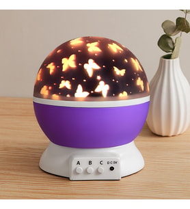 Otomatik Dönerli Ay Yıldız Projeksiyon Gece Lambası (USB & Pil)