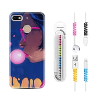 General Mobile GM8 Go GM9 GM20 Pro Plus Kılıf Kablo Koruma Spiral Silikon Sakız ve Kız 1767