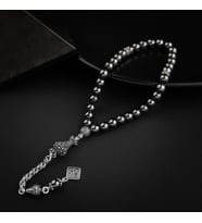 Hematit Doğal Taş 8mm Gümüş Tesbih (Çok Renkli)