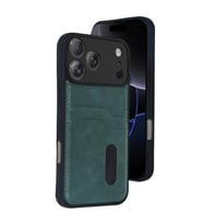 Iphone 17 Pro Max Sara Kartvizitli Deri Kılıf - Yeşil