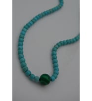 STONEAGE JEWELLERY Malahit ve Turkuaz Taşlı Metalsiz Kolye