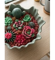 Çöl Esintisi Mum - Mumelia Candles Doğal Soya Taştozu Kasede Kaktus Çiçek Tasarım Dekoratif Mum