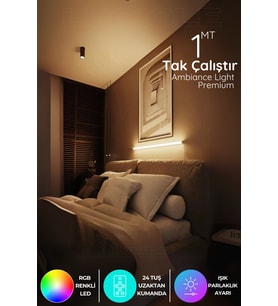 Şerit LED Çok Renkli Led Lambader Yapışkanlı 1 Metre Her Alana Uygun Modlu Kumandalı Wsarıa
