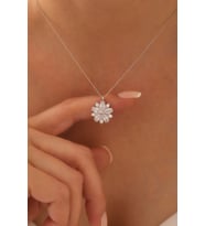 Gümüş Mulan Çiçeği Kolye - 925 Ayar Gümüş Kolye