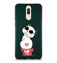 Huawei Mate 10 Lite Soft Premier Kapak Coolcat Tasarımlı Silikon Kılıf - Yeşil (Şeffaf)