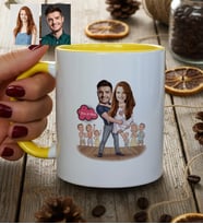 Kişiye Özel Karikatürlü Dans Eden Sevgililer Kupa Bardak Sevgililer Günü Hediyesi
