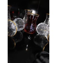 Altın Yaldızlı 12 Parça 6'lı Özel Seri Yeni Seri Model Çay Seti
