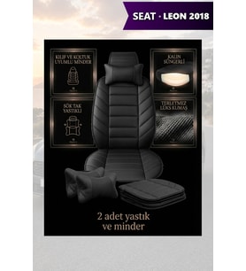 leon 2018 Koltuk ve Kılıf uyumlu Lüks Minder Yastık Siyah 2 Minder 2 Yastık