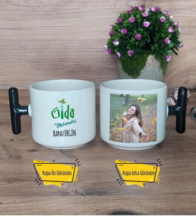 Gıda Mühendisi Kupa Bardak Fotoğraflı T Siyah Kulplu Mühendisler Günü Hediyesi
