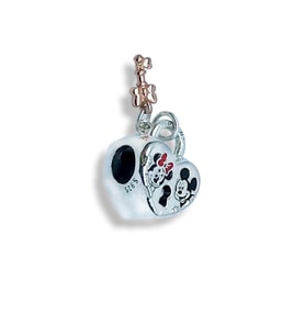 Mickey & Minnie Mouse Asma Kilitli Charm  925 Ayar Gümüş