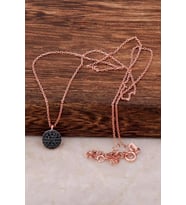Safir Taşlı Mini Rose Gümüş Kolye 6480 (Rose-Siyah)