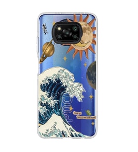 Poco X3 NFC Uyumlu Güneş ve Dalga Desenli Şeffaf Telefon Kılıfı