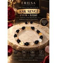 Sertifikalı Aşk Sevgi Uyum İlişki Doğal Taş Bileklik - Doğal Şeffaf Beyaz Akik, Obsidyen