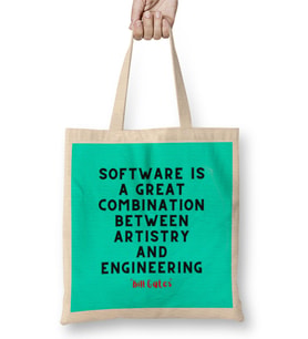 Bill Gates Quotes - Motivation İnspiration Success Work Gifts Bez Çanta Uzun Saplı