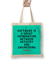 Bill Gates Quotes - Motivation İnspiration Success Work Gifts Bez Çanta Uzun Saplı