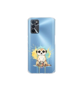 Oppo A16 ile Uyumlu Splash Mirket Tasarımlı Şeffaf Silikon Kılıf