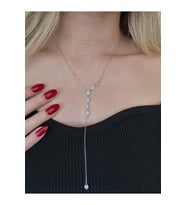 Özel Seri Zirkon Taşlı Y Form Kolye Silver – Minimal Taşlı Kadın Kolye (Gümüş)