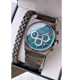 Ferrucci Function Erkek Kol Saati – Çelik Kordon, Turkuaz Kadran, Takvim & Dual Time