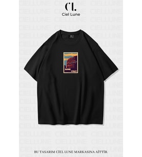 Unisex Kadın Erkek Rome İtaly  Baskılı Özel Tasarım Oversize T-shirt (Siyah)