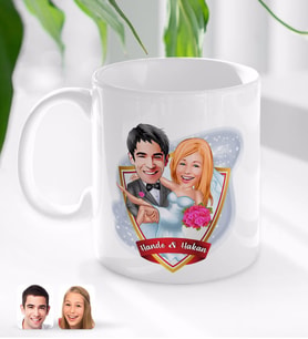 BK Gift Kişiye Özel İsimli Evleniyoruz Karikatürlü Beyaz Kupa Bardak-9