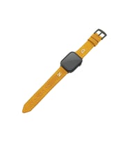 İsminizin Baş Harflerine Özel Deri Gümüş Harfli Apple Watch Saat Kordonu - Hardal Sarısı