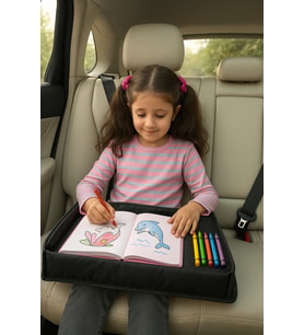 Katlanabilir Pratik Çocuk Aktivite Masası Oto Koltuk Sehpası (Siyah)