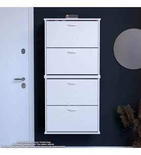 Modilayn UMAY 2'li Asma Antre Hol 72x156x25,5 cm’ lik 4 Düşer Kapak 8 Göz Bölmeli Ayakkabılık