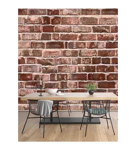 Dreamwall Tuğla Duvar Desenli Silinebilir Dayanıklı Tekstil Duvar Kağıdı (Çok Renkli)