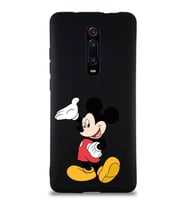 Xiaomi Mi 9T Pro Soft Premier Kapak Mickey Mouse-C Tasarımlı Silikon Kılıf - Siyah (Şeffaf)