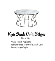 Brc 14081 Orta sehpa Kumsaat Beyaz Mermer Temper Cam Metal PLATİN Renk Kaplam