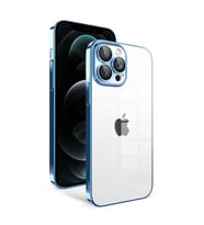 Vendas iPhone 12 Pro Max Uyumlu (12 Pro Max) Veve Serisi Parlak Renkli Kenarlı Elektroplated Magic Silikon Kılıf (Mavi)
