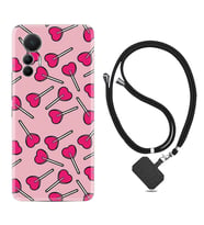 Xiaomi 12 Lite Kılıf Resimli Boyun Askılı İpli Desenli Silikon Heart Lollipop 1414