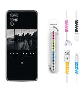 INFINIX Note 11 Pro Note 10 Hot 9 Play Kılıf Kablo Koruma Spiral Silikon New York 1612