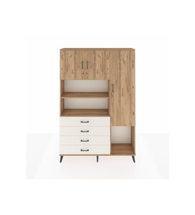 Arges Dolap 8 Raflı 4 Çekmeceli 3 Kapaklı 132x30x195 Çam-Çam/Aytaşı