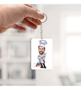Kişiye Özel Yemeklerin Ustası Karikatürlü Anahtarlık