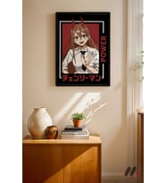 Chainsaw Man Power Anime Poster, Siyah Çerçeveli Duvar Tablosu - Anime Severlere Özel