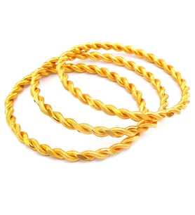 İmitasyon Burma Bilezik 2'li Model 6.5 mm - 3 Adet BSET-104 (Altın)